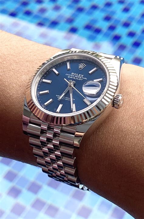 rolex datejust blue face fluted bezel